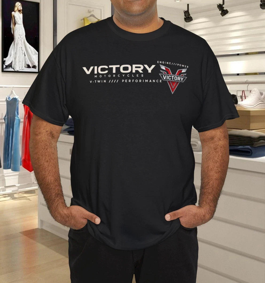 New Victory Motorcycle New OEM Men's Black Power Logo Tee Unisex , , , Long Sleeve Tee