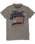 SUPERDRY Mens NYC Graphic Top Small Grey Flecked Cotton CH25 Unisex , , , Long Sleeve Tee