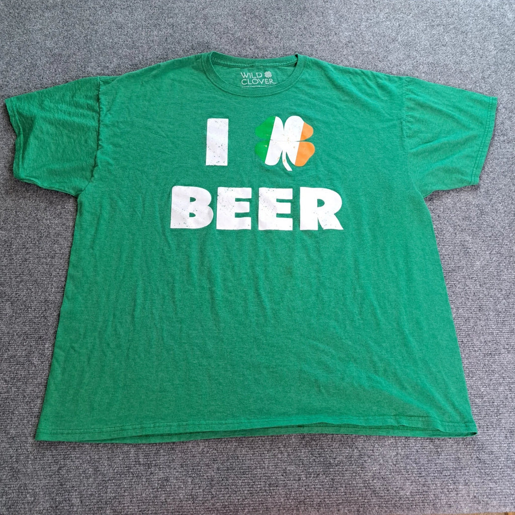 Wild Clover T Shirt Mens Size 2XL Green I Love Beer St Pratick's Day