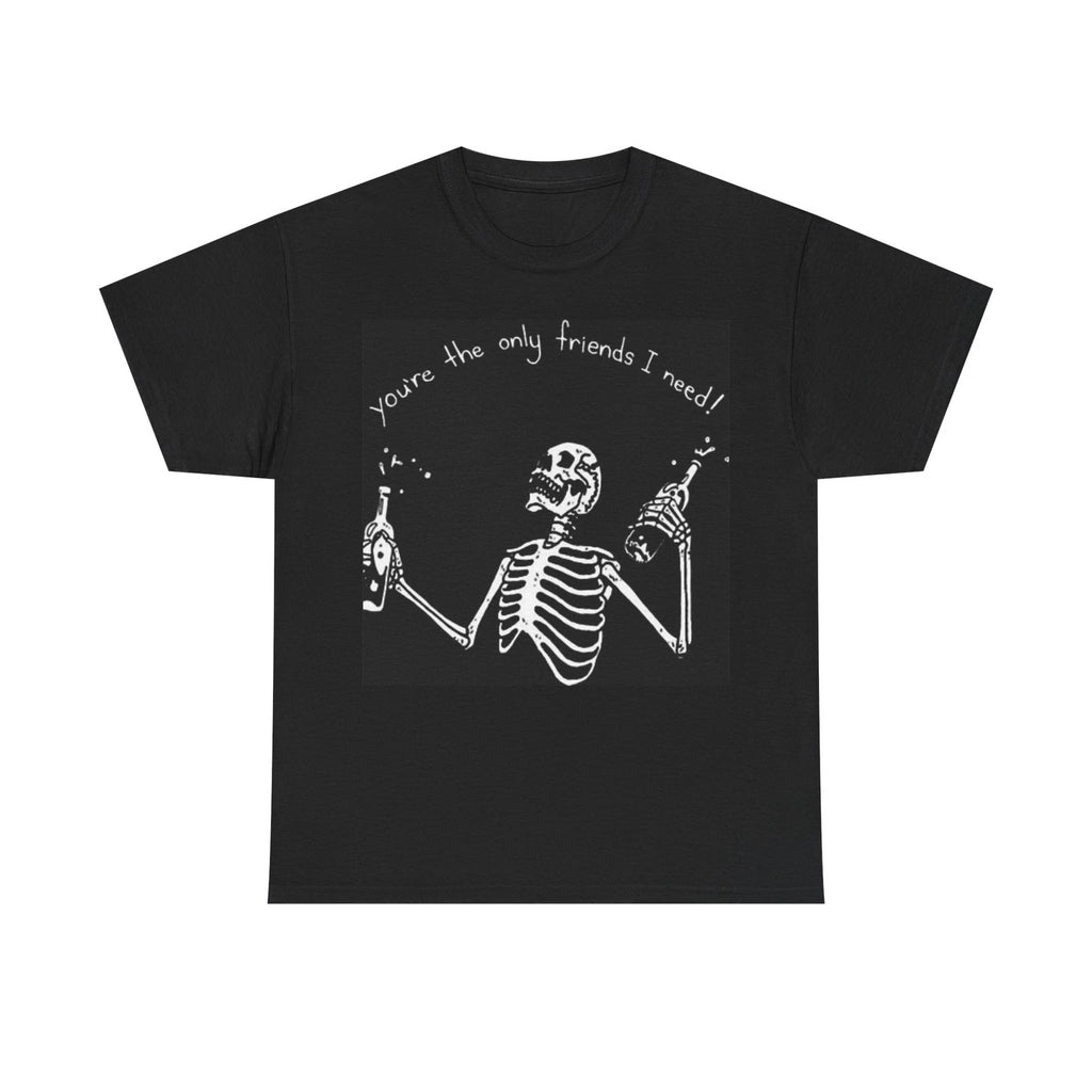 Beer Is My Friend Funny Graphic Skeleton Shirt Funny Unisex Heavy Cotton Tee