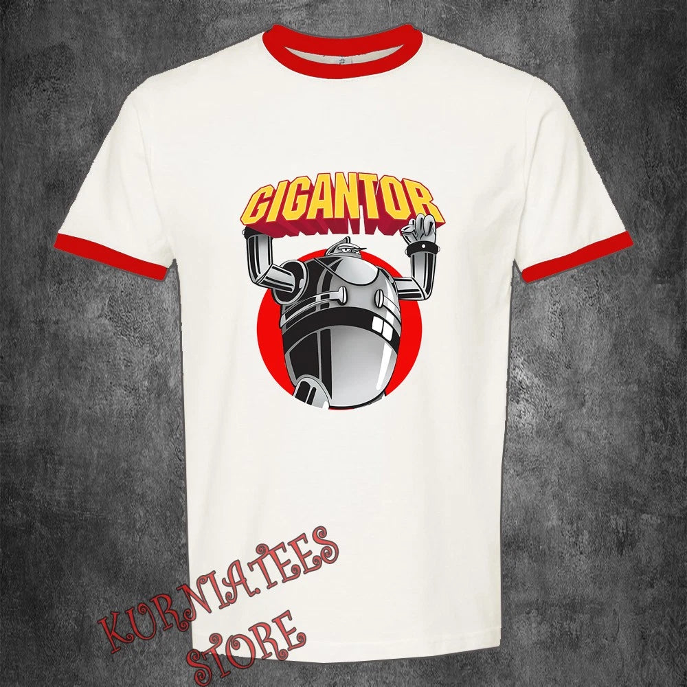 Gigantor Retro Robot Anime Cartoon Men's Ringer Red Size S to 3XL