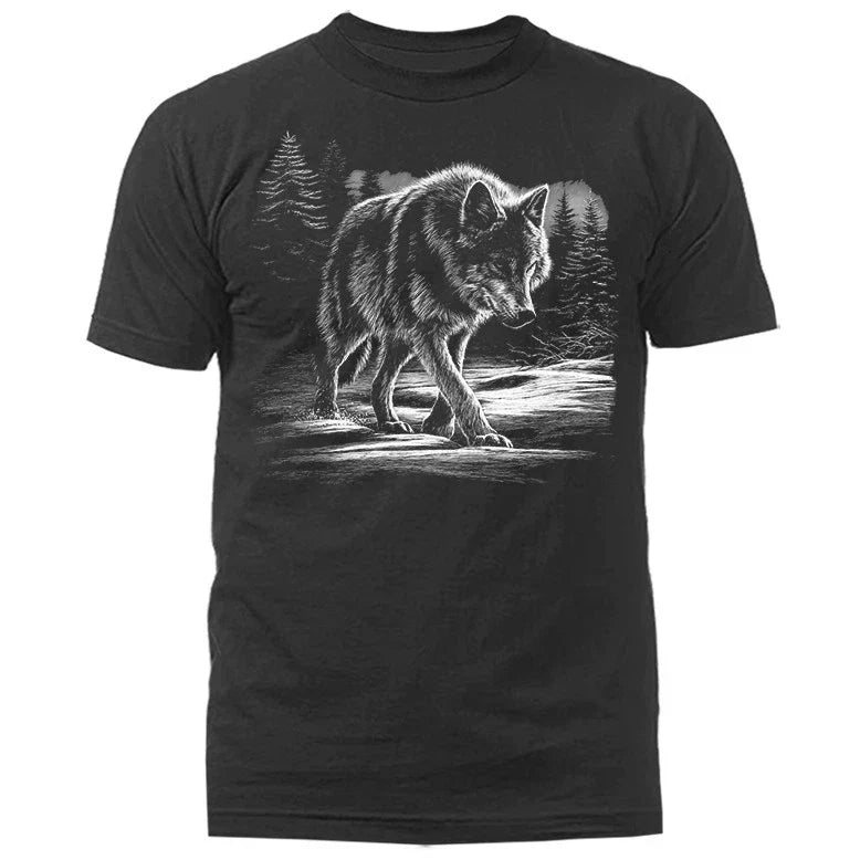 Lone Wolf Walking Wilderness Outdoor Wildlife Nature Unisex , , , Long Sleeve Tee