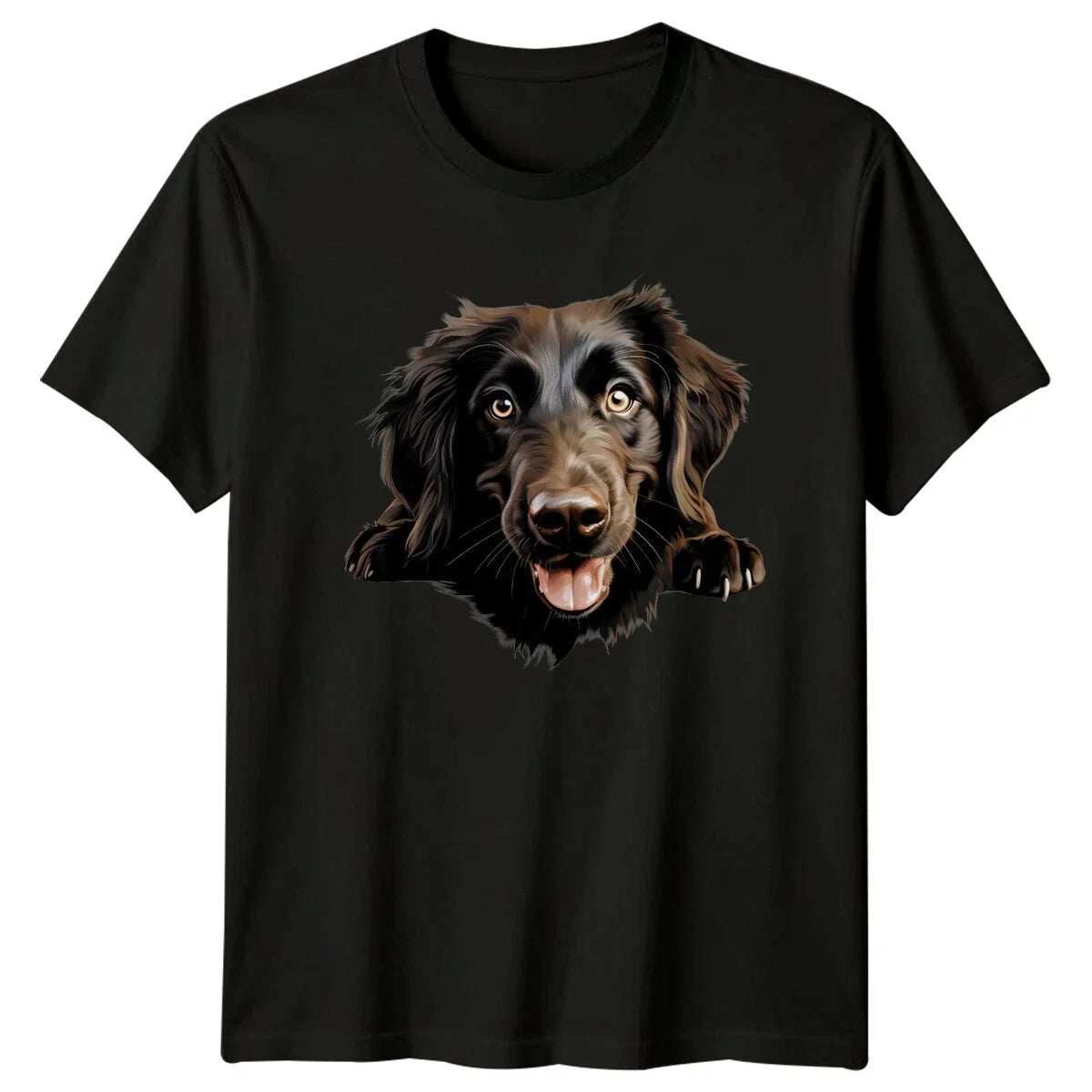 Cute Flat-Coated Retriever Dog Portrait Graphic Unisex , , , Long Sleeve Tee