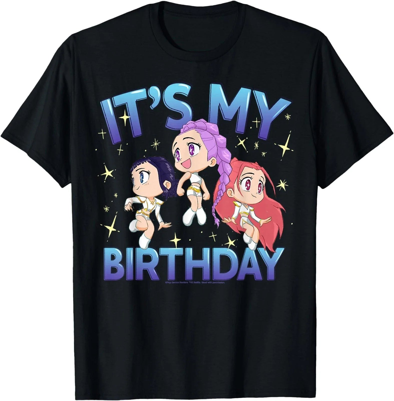 Kpop Demon Hunters It's My Birthday Cute Chibi Group Shot Unisex , , , Long Sleeve Tee