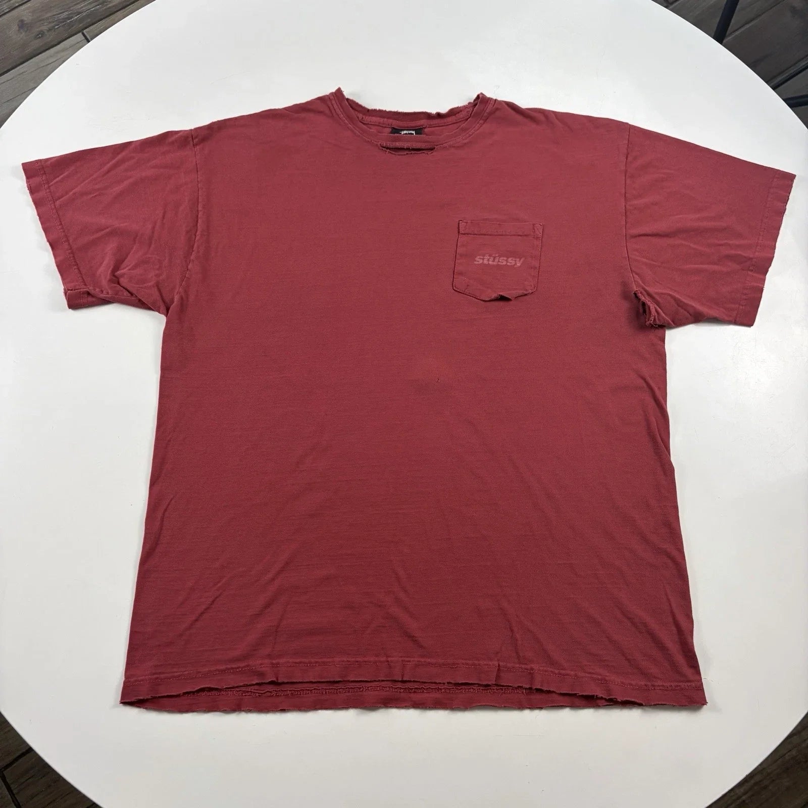 Stussy Shirt Mens XL Red Logo Graphic Tee T Shirt Streetwear Preowned Distressed Unisex , , , Long Sleeve Tee