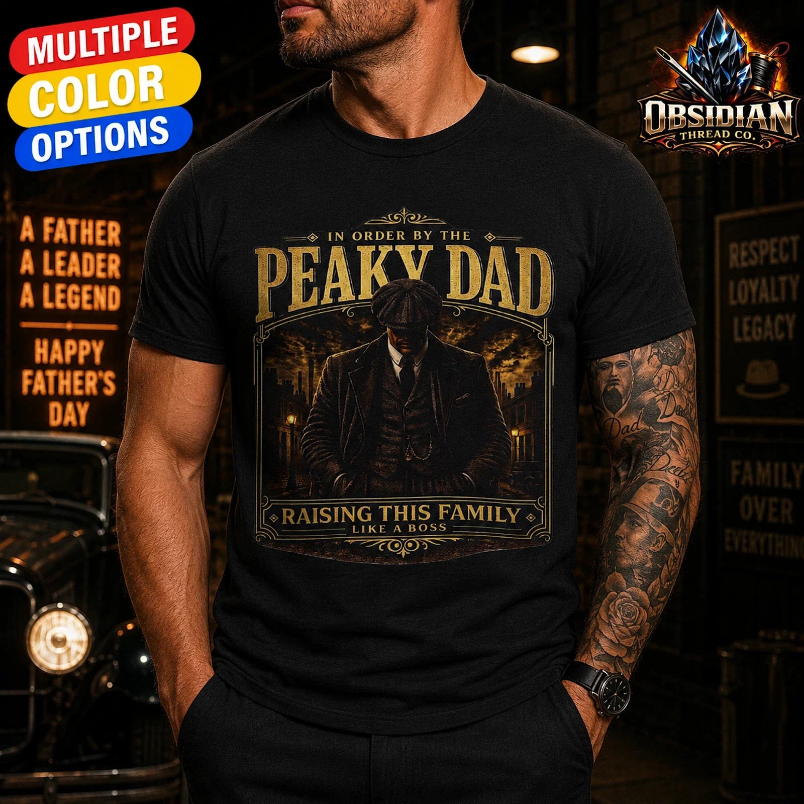 Peaky Dad Fathers Day Shirt Mafia Dad Gift Vintage Mob Boss Father Tee 2026 Unisex , , , Long Sleeve Tee