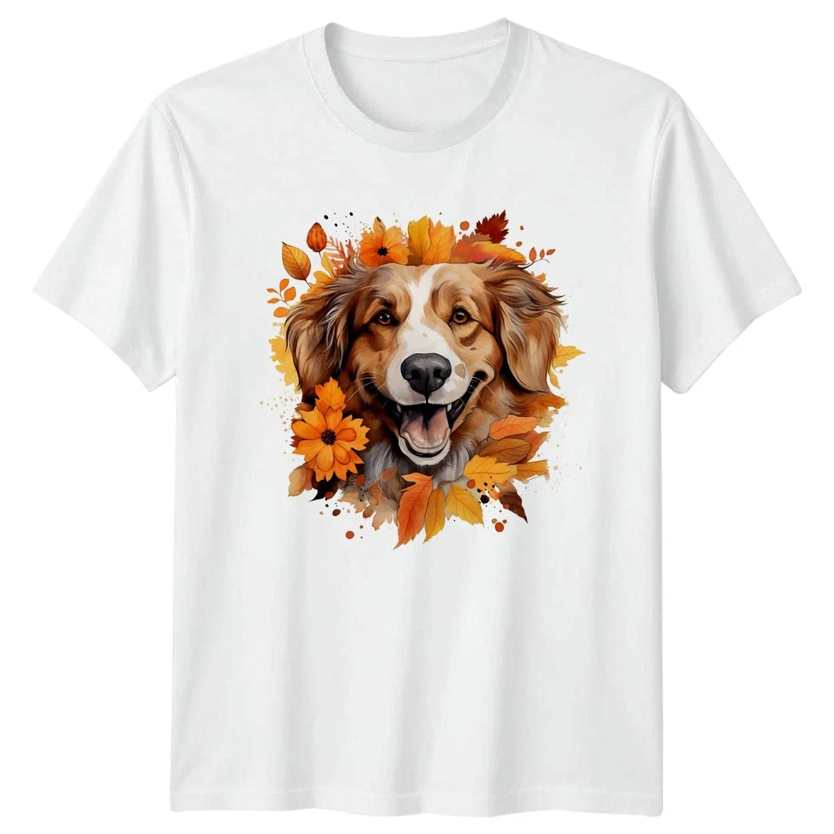 Cute Fall Dog Watercolor Autumn Leaves Dogs Gift For Him And Her Unisex , , , Long Sleeve Tee