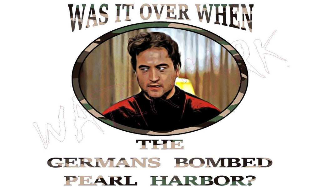 Men's Parody TShirt Animal House: Germans Bombed Pearl Harbor Blutarsky Bluto