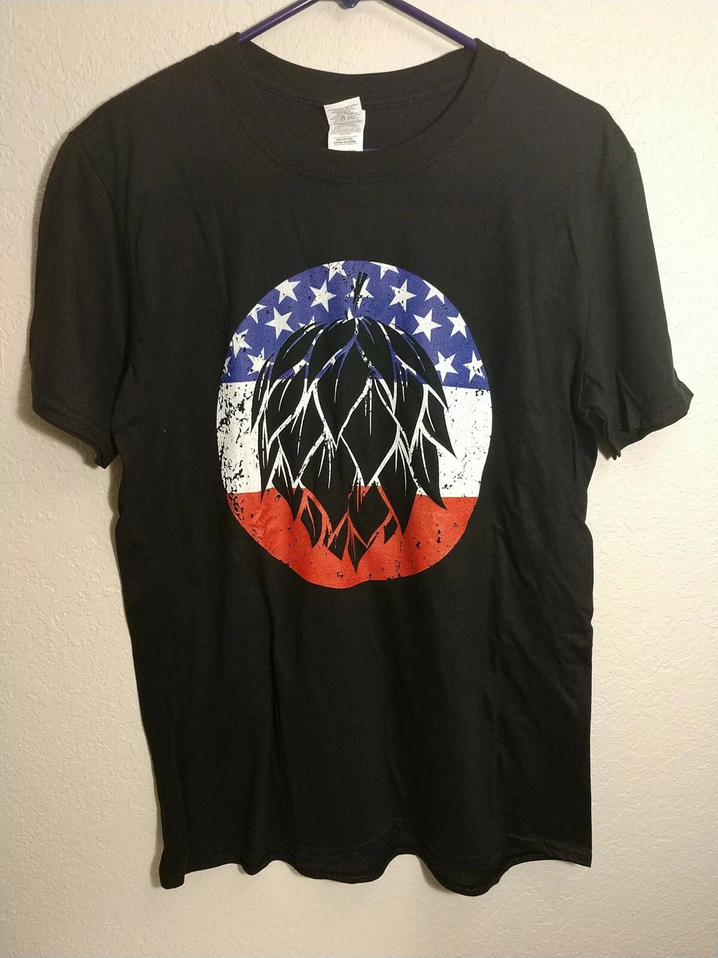 Retro Craft Beer T-Shirt - Hops Icon Shirt - Stars and Stripes - Size: Medium