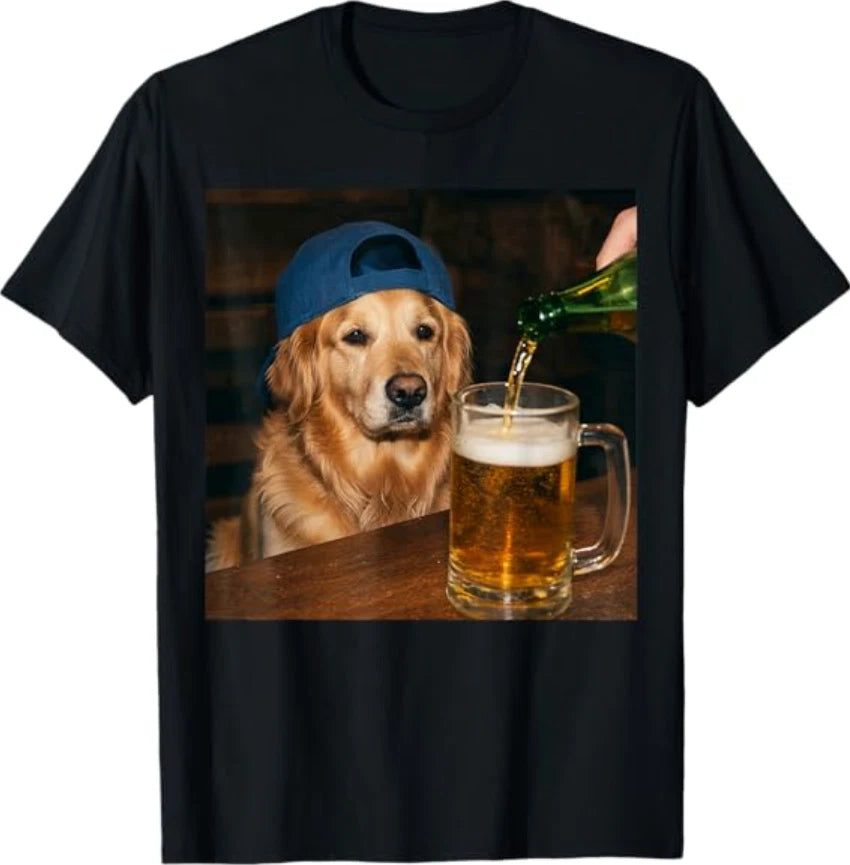 Golden Retriever Drinking Beer Funny Dog Meme T-Shirt