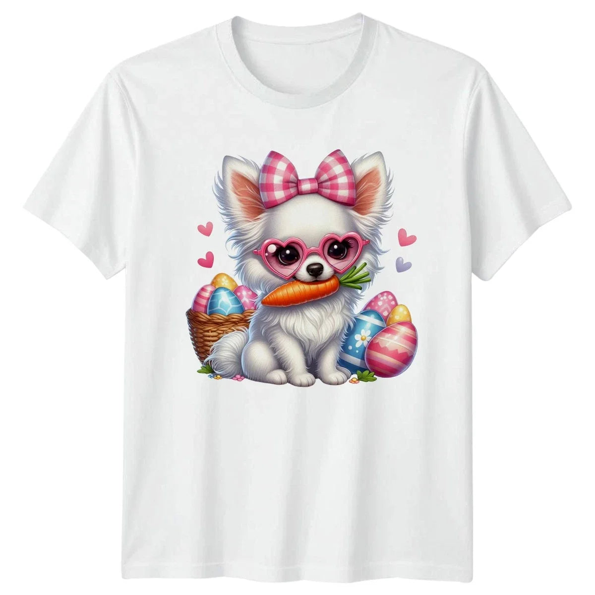 Cute Chihuahua Dog Wearing Heart Womens Puppy Easter Easter Gift For Her Unisex , , , Long Sleeve Tee