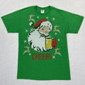 Santa Claus Cheers! Beer Christms Holiday Tshirt Mens Size Medium Green