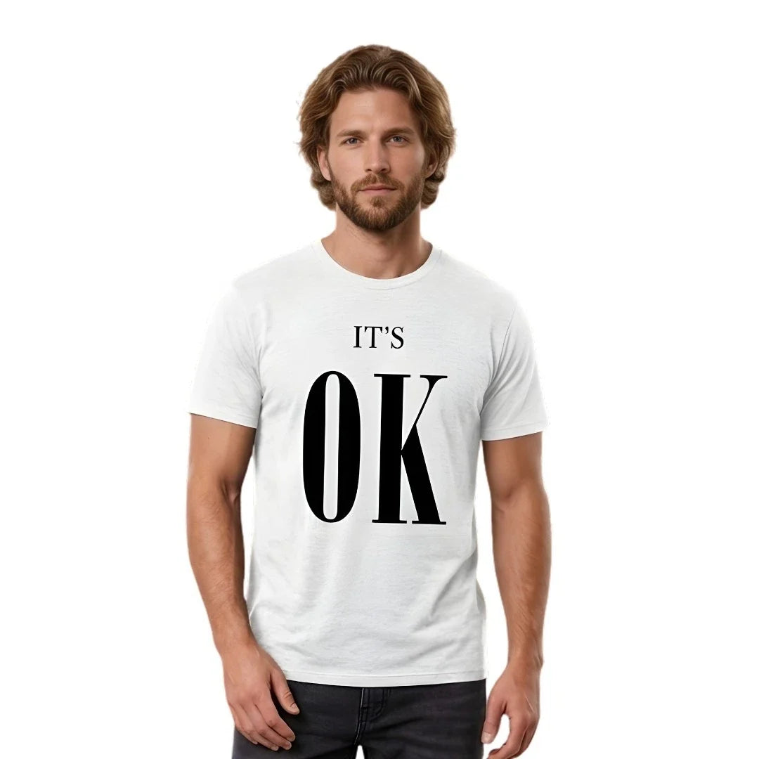 It's OK Men's Graphic Minimalist Slogan Cotton Tee Black White Unisex , , , Long Sleeve Tee
