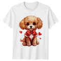 Puppy Dog Animals Graphic Mens Womens Tee Red Bow Tie Hearts Unisex Top Unisex , , , Long Sleeve Tee
