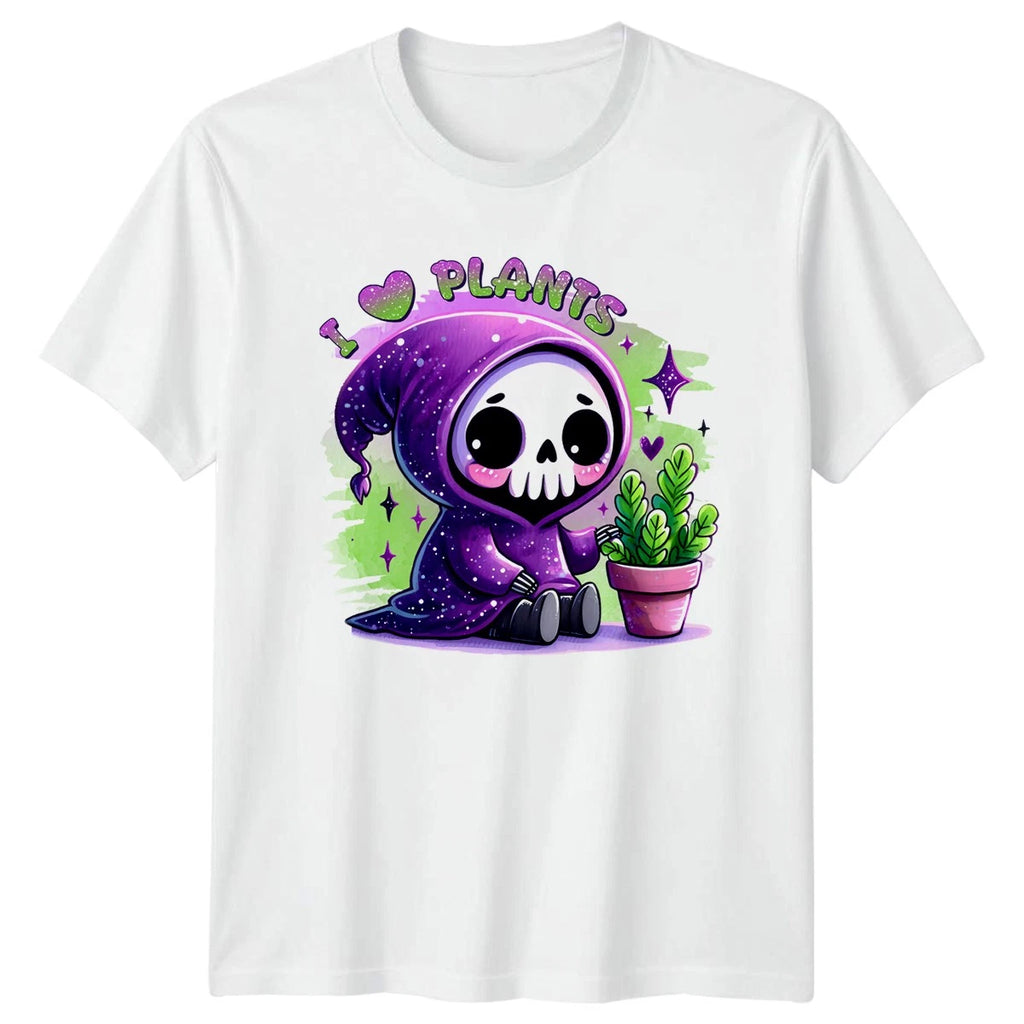 I Love Plants T-Shirt Kawaii Grim Reaper Plant Lover Birthday Gift