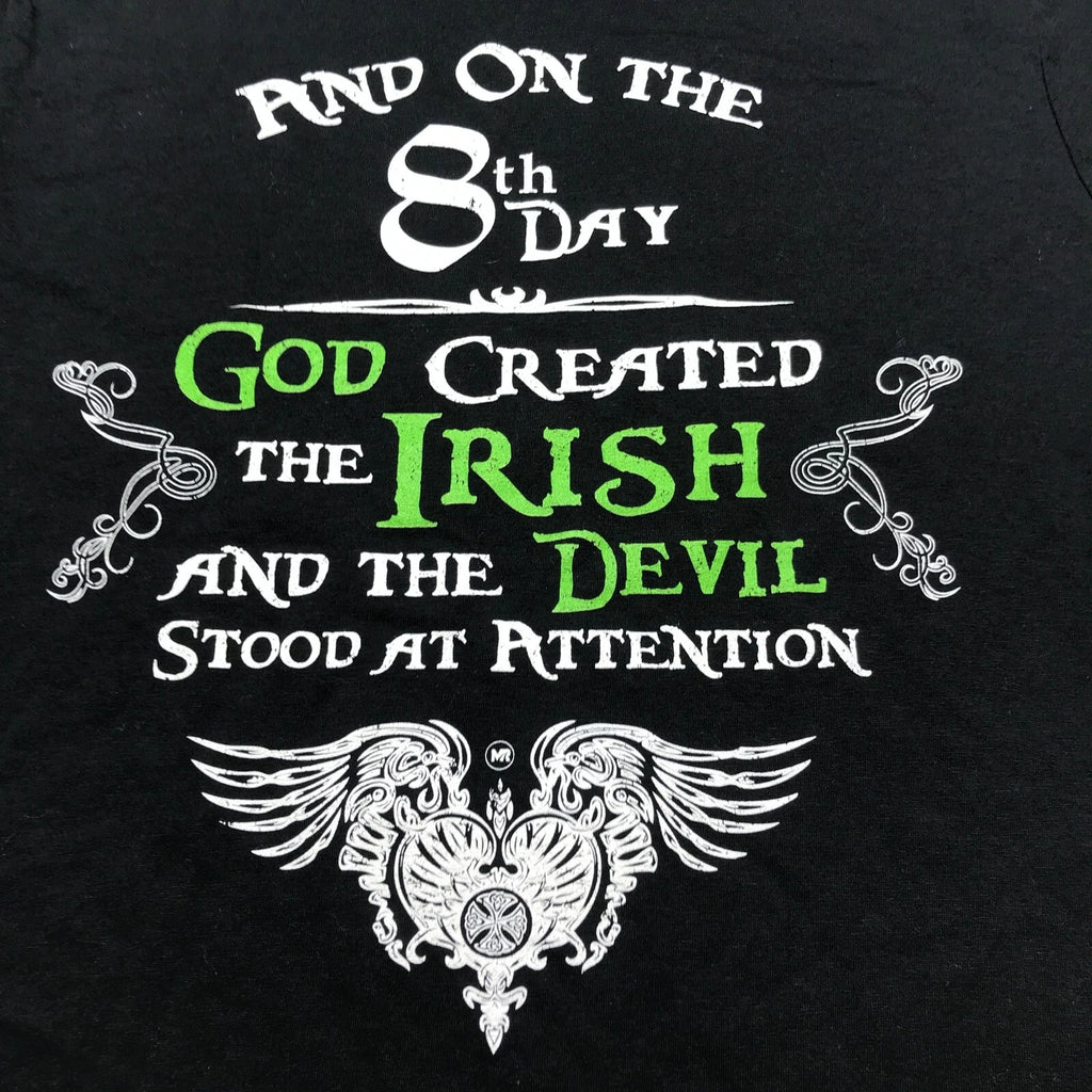 Irish St. Patrick's Day Funny Quote Black Cotton Short Sleeve T-Shirt Mens Small