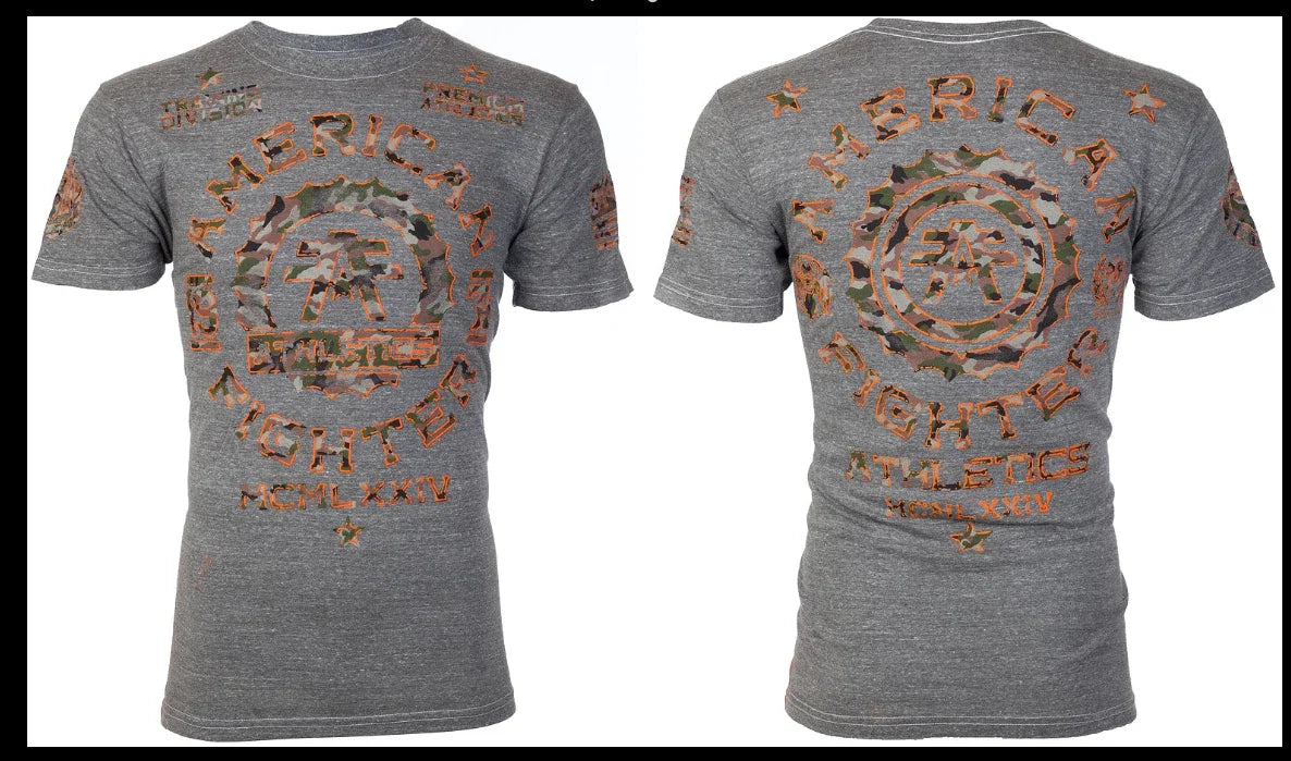 AMERICAN FIGHTER Heather Grey MARYLAND Athletic Graphic NWT Unisex , , , Long Sleeve Tee