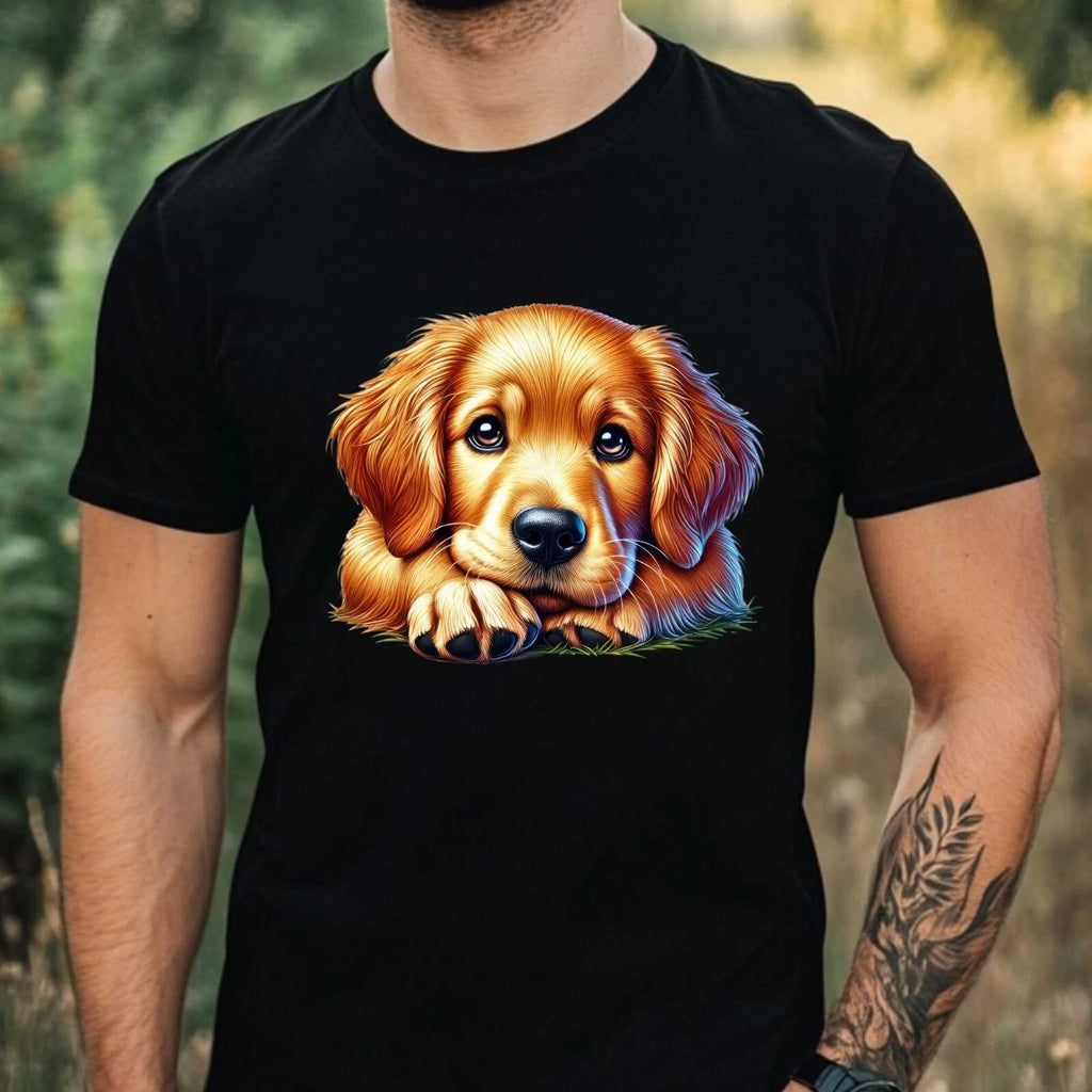 Mens Cute Dog Print Cotton T-Shirt Size XS to 5XL
