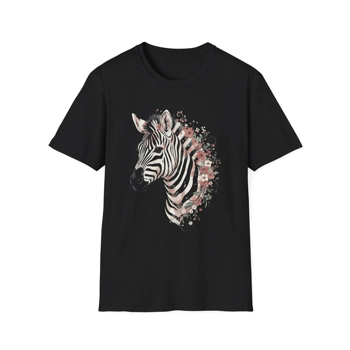 Zebra Floral Watercolor Vintage Black Tee Nature Aesthetic Graphic Unisex , , , Long Sleeve Tee