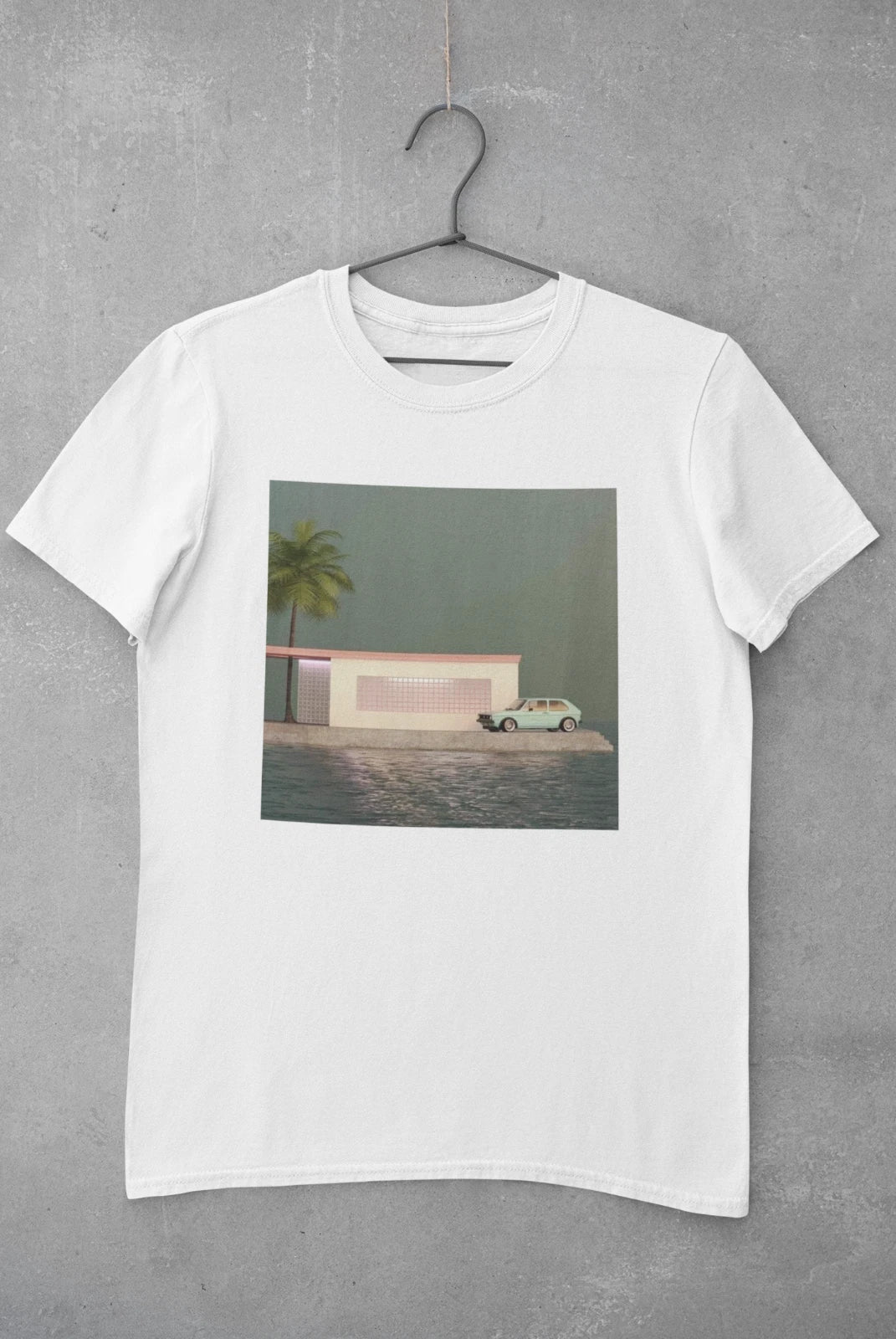 Aesthetics Scenery Old School Car Rest Stop Printed Cotton Men's Top Tee Unisex , , , Long Sleeve Tee
