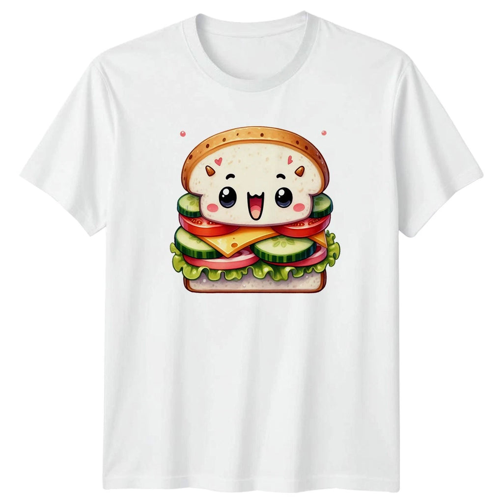 Happy Cute Veggie Sandwich Food T-Shirt Kawaii Food Food Lover