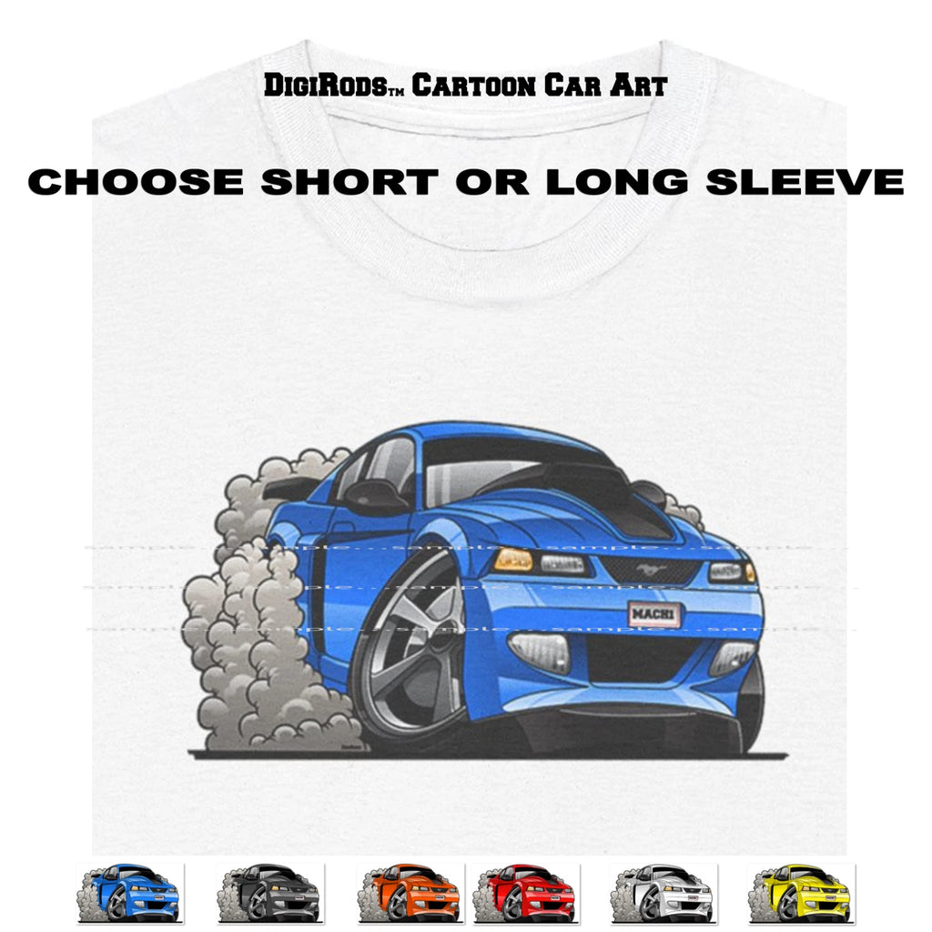 DigiRods Ford Mustang Mach1 Mach 1 2003 2004 Model Cartoon Car White T Shirt
