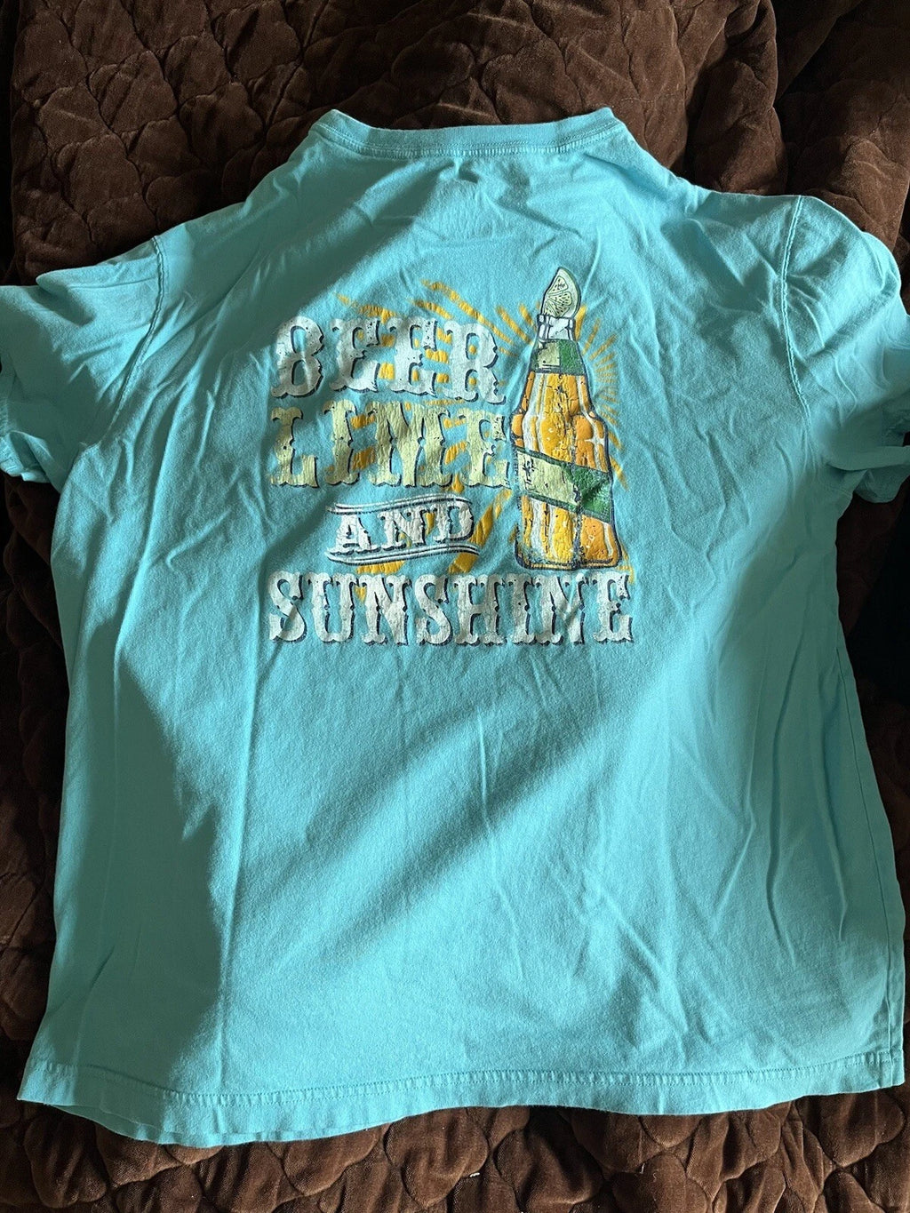 Beer (Corona) T-Shirt - Turquoise Blue (Large)