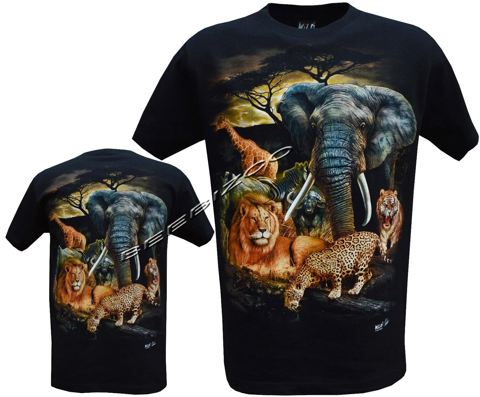 New Lion Tiger Elephant Giraffe Cute Jungle Animals T Shirt S - 3XL By Wild Unisex , , , Long Sleeve Tee
