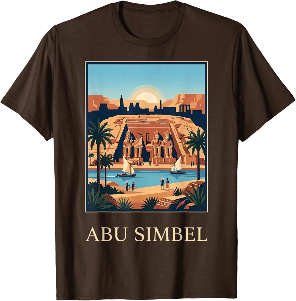 Abu Simbel Ancient Egypt Temple River Travel Graphic DARK CHOCOLATE T-Shirt