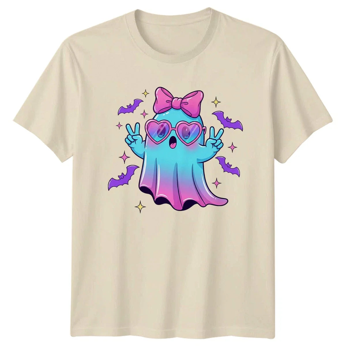 Cute Pastel Ghost Peace Sign Womens Kawaii Halloween Gift For Her Unisex , , , Long Sleeve Tee