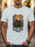 I’m Not Rude, I’m Selectively Social Funny Cool Cat Graphic Tee Unisex , , , Long Sleeve Tee