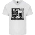 Beer with Your Lunch Funny Alcohol Mens V-Neck Cotton T-Shirt
