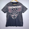 Throwdown Mens Size XXL Lyoto Machida MMA Graphic Black Y2K Skull Grunge Unisex , , , Long Sleeve Tee