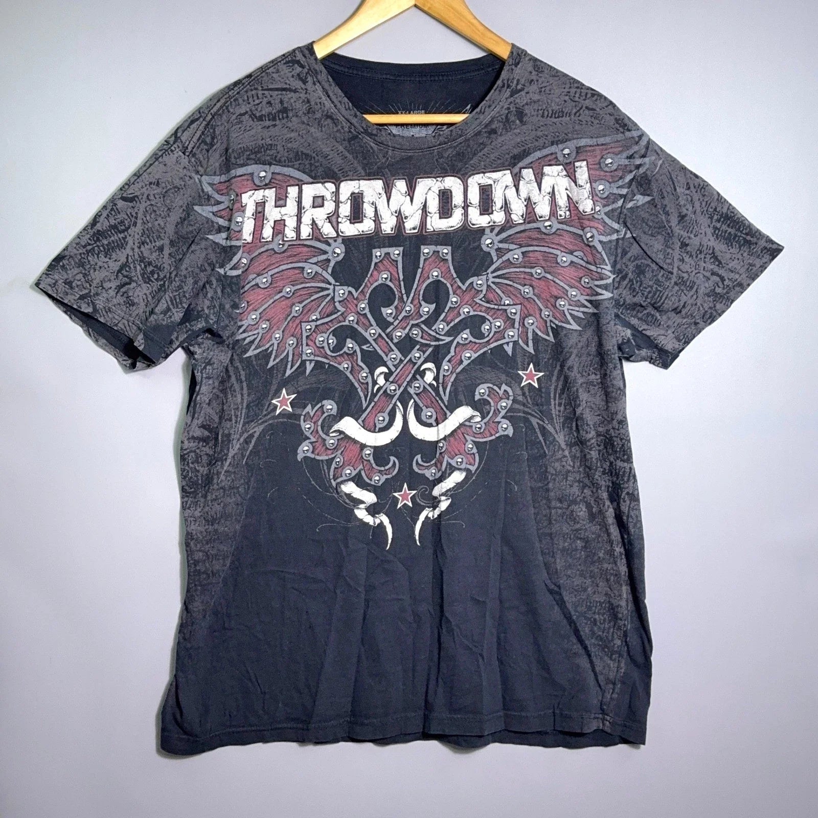 Throwdown Mens Size XXL Lyoto Machida MMA Graphic Black Y2K Skull Grunge Unisex , , , Long Sleeve Tee