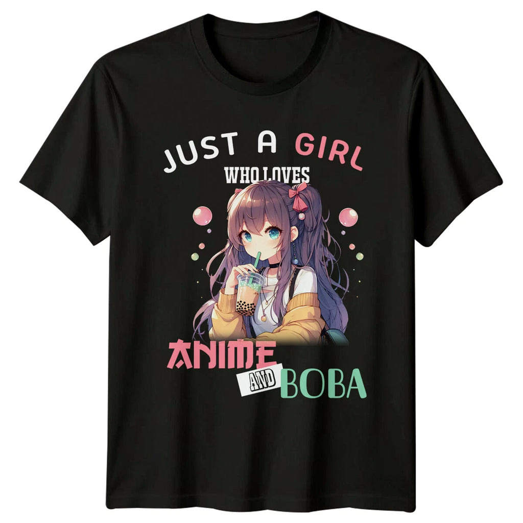 Just A Girl Anime And Boba Lover Kawaii Manga Style Graphic T-Shirt