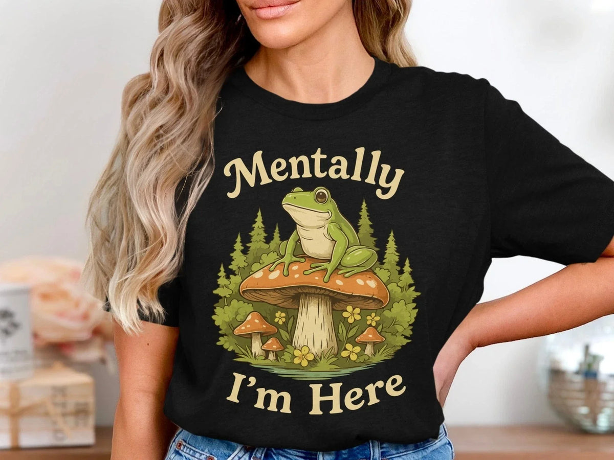 Mentally I’m Here , Aesthetic Escapism Tee for Overthinkers & Dreamers Unisex , , , Long Sleeve Tee
