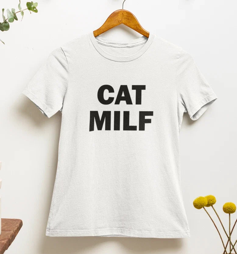 Cat Milf | 90s | 2000s | aesthetics | funny | cat mom | y2k Unisex , , , Long Sleeve Tee