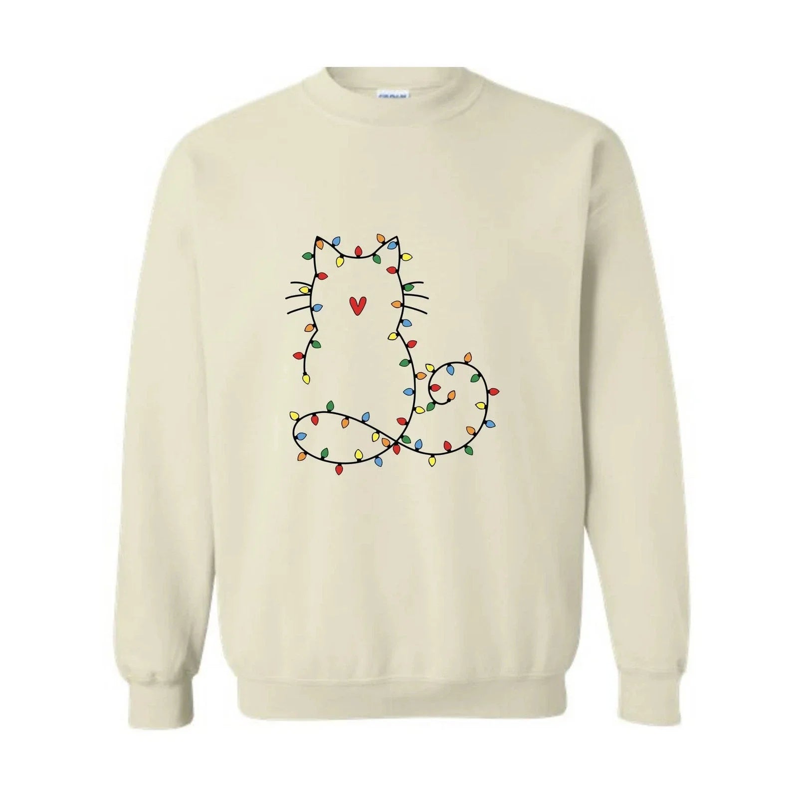 Cute Cat Christmas Lights , Cat Lover Gift, Christmas , Holi Unisex , , , Long Sleeve Tee