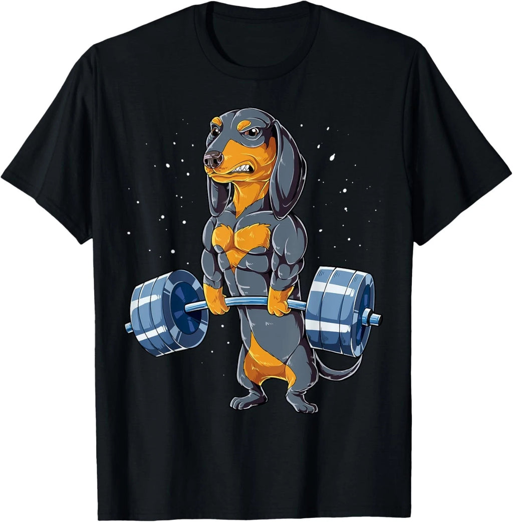 Dachshund Weightlifting Funny Deadlift Men Fitness Gym Gifts Unisex T-Shirt