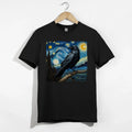 Starry Night Raven Shirt, Gothic Art Crow Tee, Dark Aesthetic Bird Unisex , , , Long Sleeve Tee