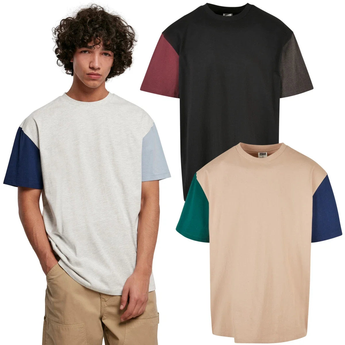 Urban Classics Organic Oversized Colorblock Tee Biobaumwolle Herren Men Unisex , , , Long Sleeve Tee