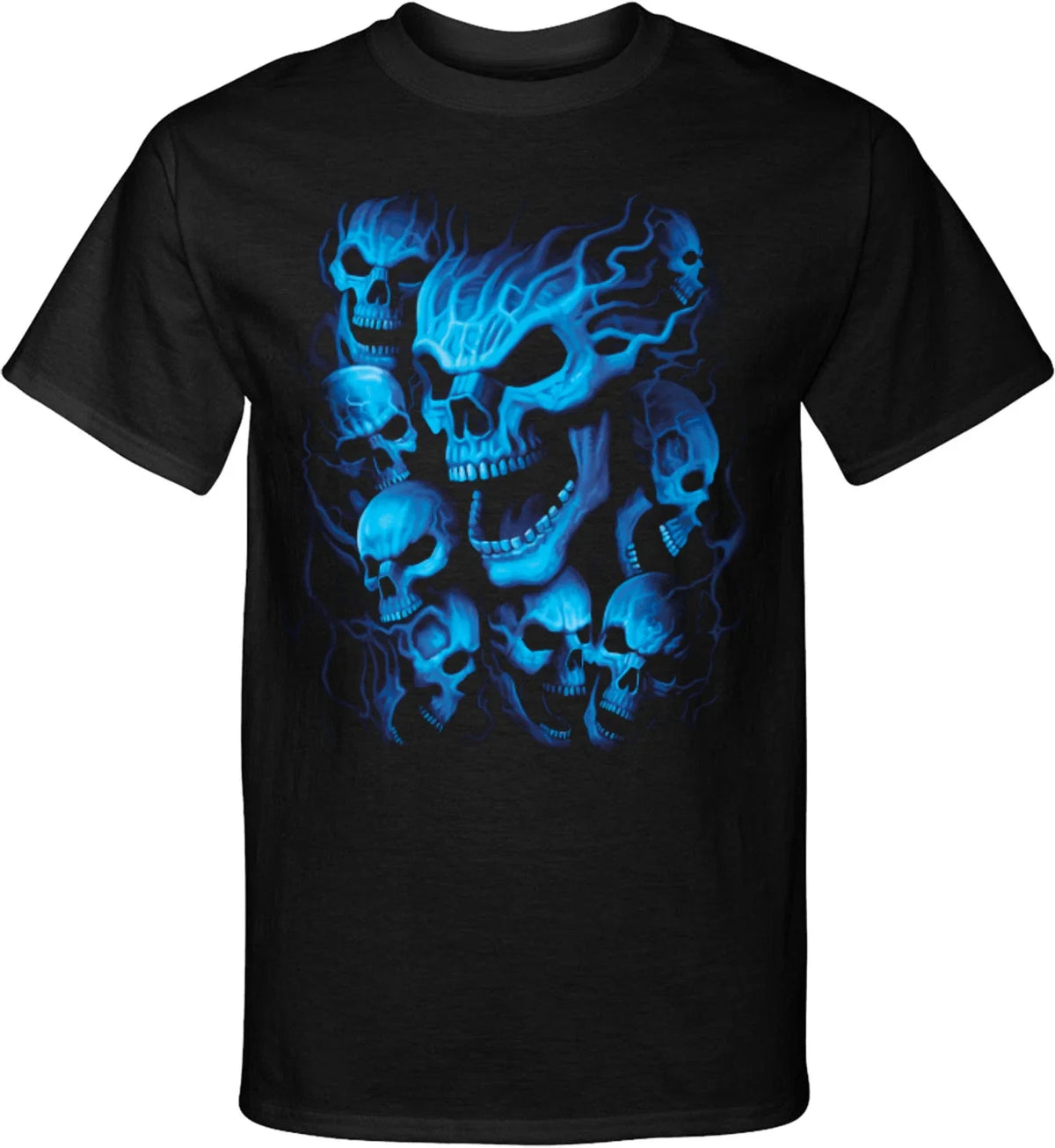 Screaming Blue Skulls Tall Unisex , , , Long Sleeve Tee