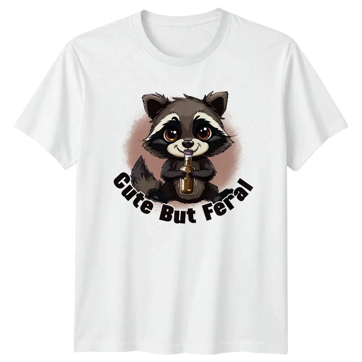 Cute But Feral Raccoon Humor Animal Drinking Gift For Him And Her Unisex , , , Long Sleeve Tee