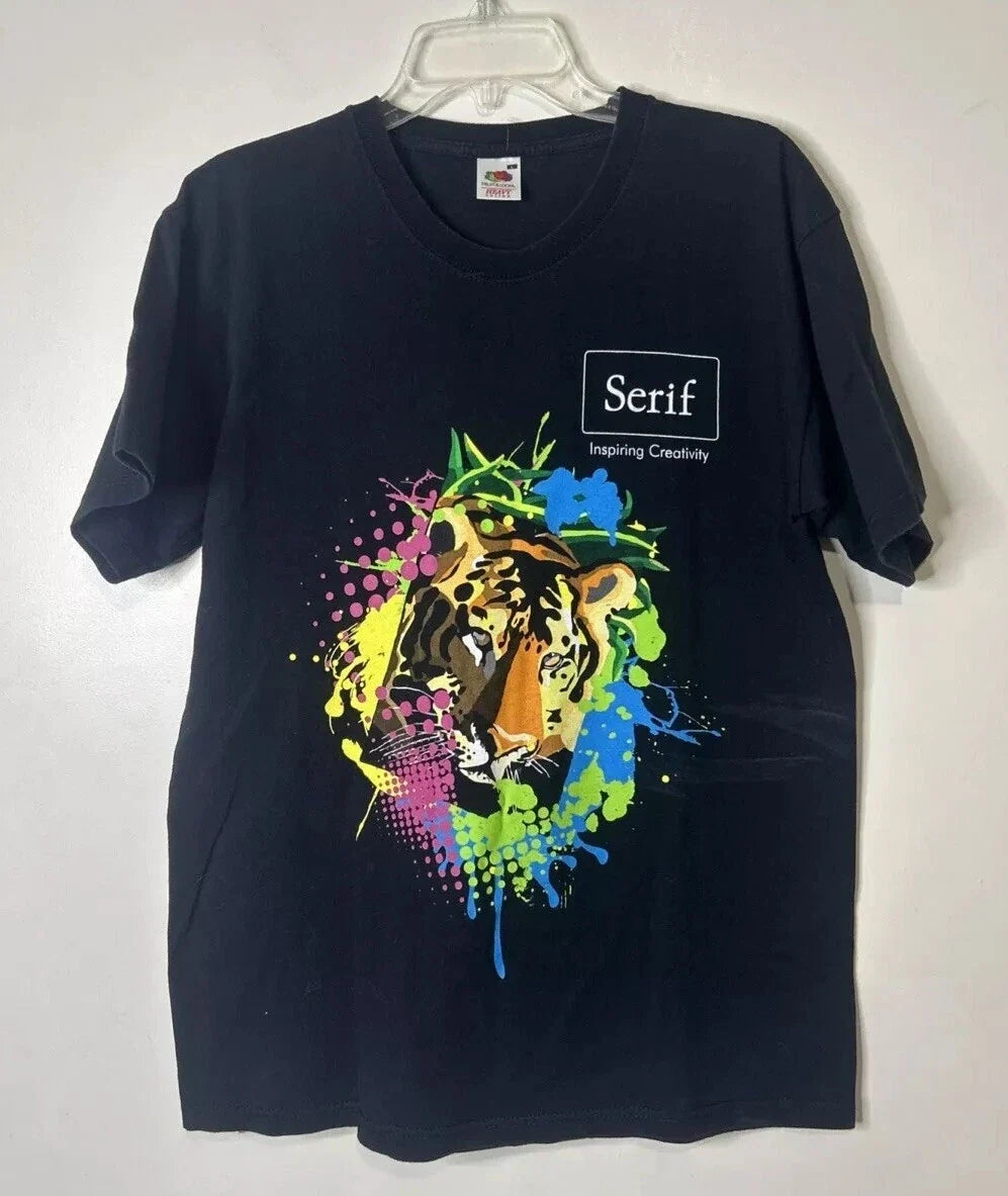 Mens Tshirt T Shirt L SERIF Inspiring Creativity Tiger Lion Splash Paint Art Unisex , , , Long Sleeve Tee