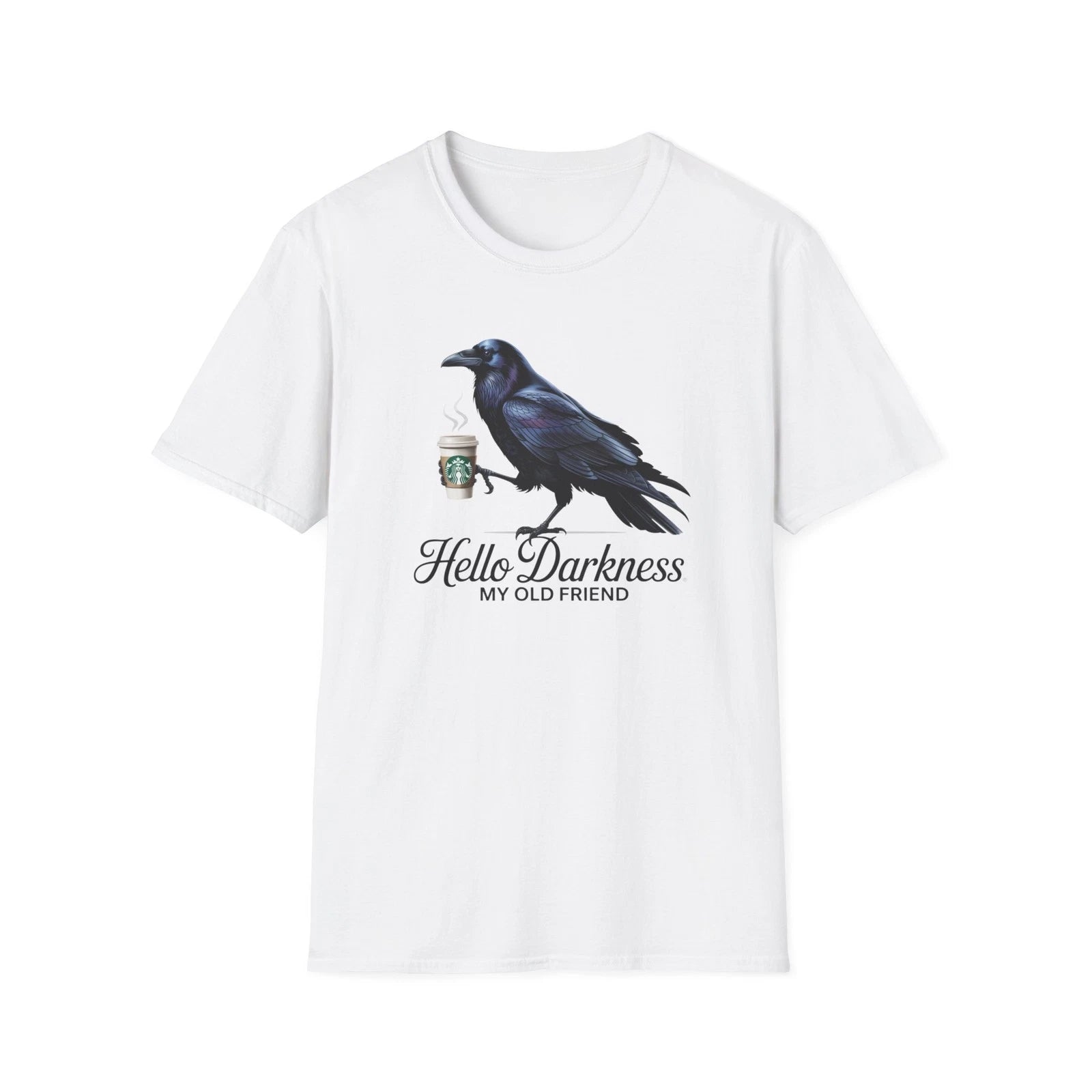 Raven Coffee Unisex T-Shirt, Bird Lover Tee, Gothic Graphic Shirt, Halloween