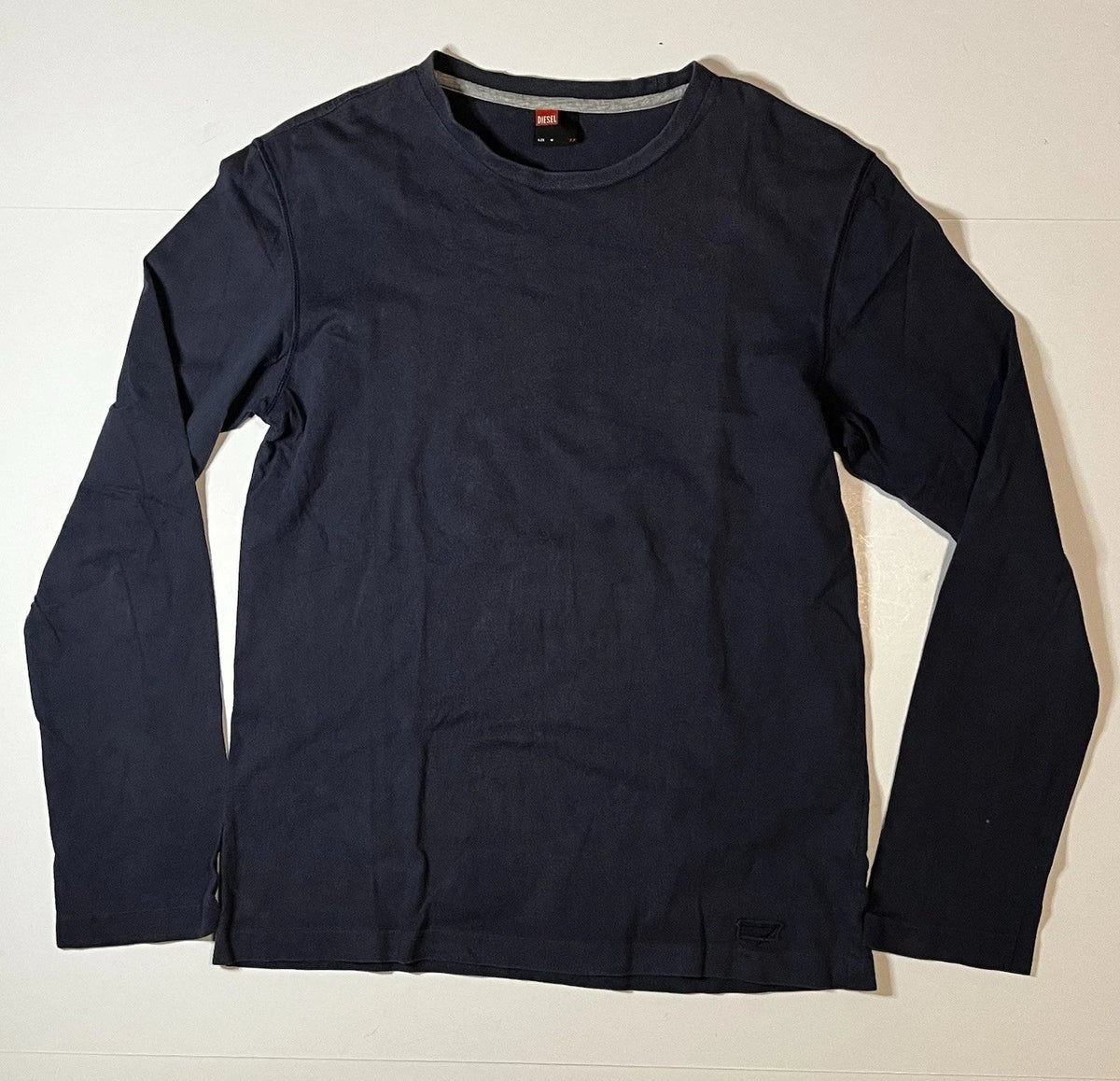 Vintage Diesel Tshirt Y2K Size Medium Sun Faded Navy Long Sleeve Unisex , , , Long Sleeve Tee