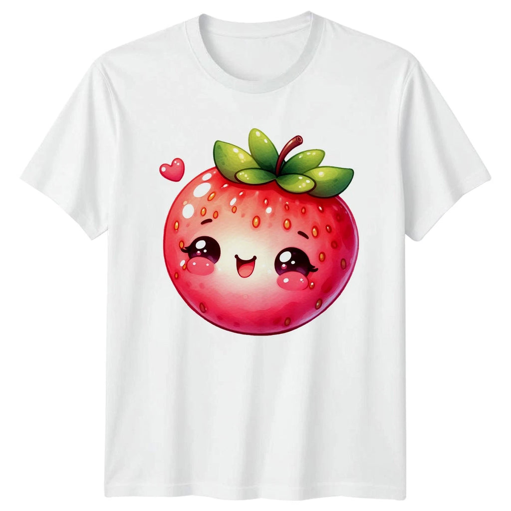 Sweet Kawaii Strawberry Happy Face T-Shirt Cute Fruit Food Lover Birthday Gift