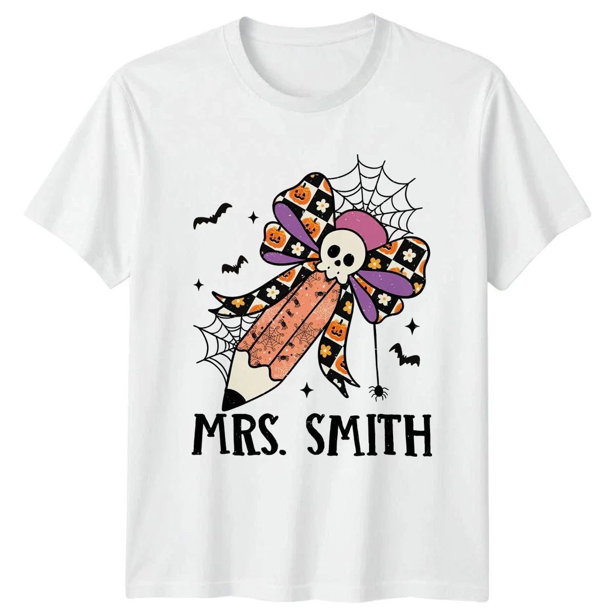 Cute Mrs Smith Womens Retro Halloween Teacher Teaching Gift For Her Unisex , , , Long Sleeve Tee