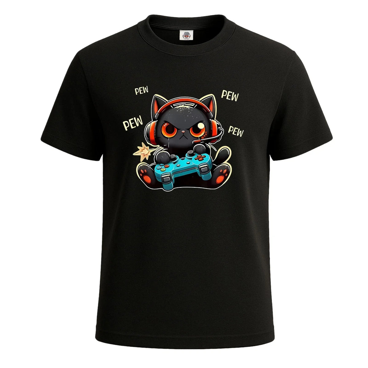 Cute Gamer Cat Pew Pew Anime Novelty Men's T Shirt Funny Party Shirt Top Unisex , , , Long Sleeve Tee