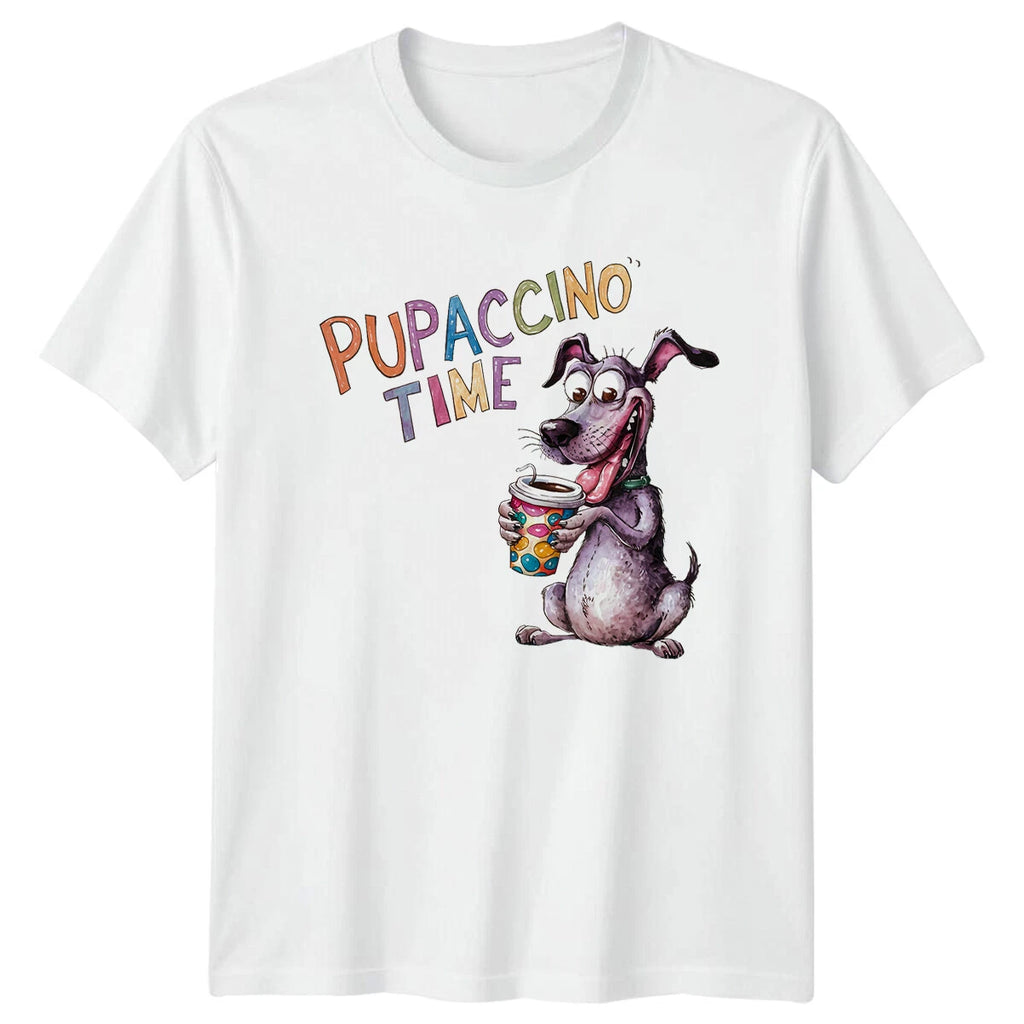 Funny Dog "Pupaccino Time" Quote Graphic T-Shirt